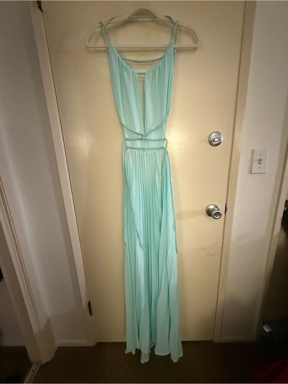 Light Aqua Maxi Dress with Braided Waist